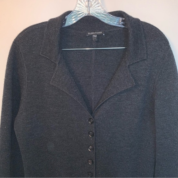 Eileen Fisher Grey Cardigan Sweater Classic Design L - Picture 5 of 9
